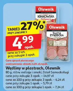 Auchan Wędliny w plastrach Olewnik, różne rodzaje i smaki oferta
