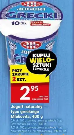 Twój Market Jogurt naturalny typu greckiego Mlekovita oferta