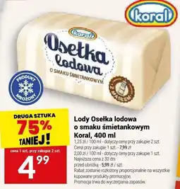Twój Market Lody Oselka lodowa o smaku śmietankowym Koral oferta