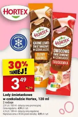 Twój Market Lody śmietankowe Hortex karmelowo-śmietankowe i owocowo-śmietankowe truskawka w czekoladzie oferta