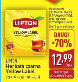 ALDI Herbata czarna Yellow Label LIPTON oferta
