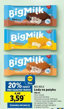 Lidl Lody na patyku Big Milk oferta
