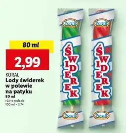 Lidl Lody waniliowe w polewie sorbetowej tropikalnej Koral Świderek oferta