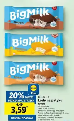 Lidl Lód tropical mango Algida Big Milk oferta
