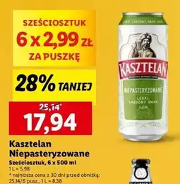 Lidl Piwo Kasztelan Niepasteryzowane oferta