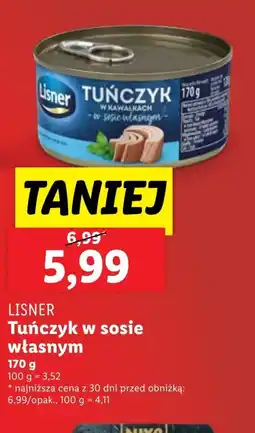 Lidl Tuńczyk w sosie własnym Lisner oferta