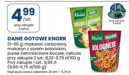 Stokrotka Danie gotowe Knorr carbonara, makaron z sosem bolońskim, puree ziemniaczane boczek-cebula oferta