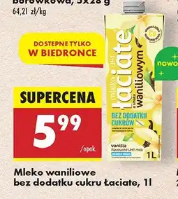 Biedronka Mleko waniliowe bez dodatku cukru łaciate, 1l Łaciate oferta