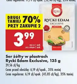 Biedronka Ser żółty w plastrach Rycki Edam Exclusive oferta