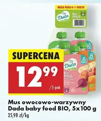 Biedronka Mus owocowo-warzywny Dada baby food BIO oferta