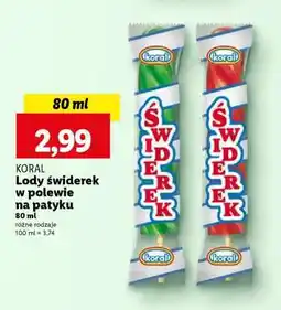 Lidl KORAL Lody świderek w polewie na patyku oferta
