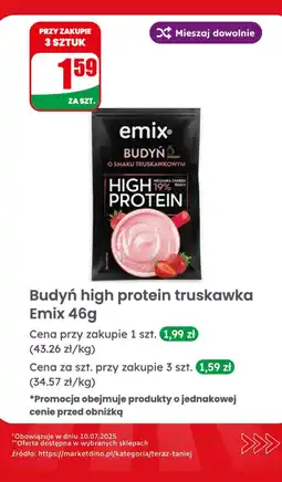 Dino Budyń high protein truskawka Emix oferta
