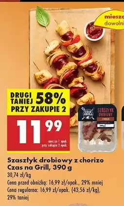 Biedronka Szaszłyk drobiowy z chorizo Czas na Grill 390 g oferta