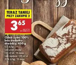Biedronka Chleb żytni 100 % bez dodatku drożdży 450 g oferta