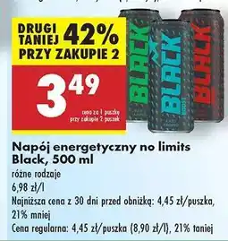 Biedronka Napój energetyczny no limits Black 500 ml oferta
