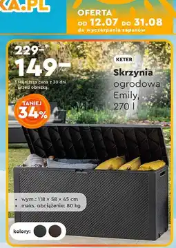 Biedronka Skrzynia na poduszki ogrodowe 270 l Keter oferta