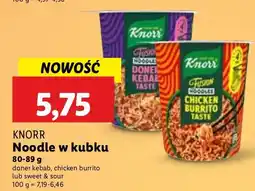 Lidl Noodle w kubku doner kebab/chicken burrito/sweet & sour Knorr oferta