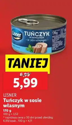 Lidl Tuńczyk Lisner w sosie własnym oferta