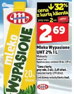 Topaz Mleko wypasione UHT 2% Mlekovita oferta