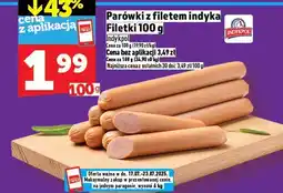 Topaz Parówki z filetem indyka Filetki 100g Koral oferta