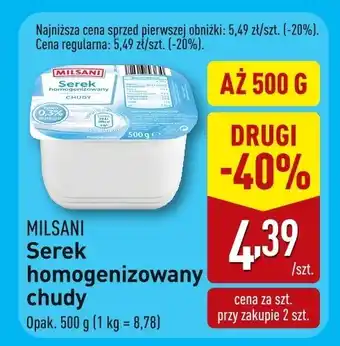 ALDI Serek homogenizowany chudy Milsani oferta