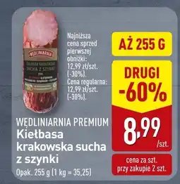 ALDI Kiełbasa krakowska sucha z szynki WĘDLINIARNIA PREMIUM oferta