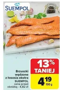 Carrefour Brzuszki wędzone z łososia ekstra SUEMPOL oferta