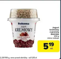 Globi Jogurt kremowy z granolą Bakoma z wiśnią, czereśnią i granolą oferta