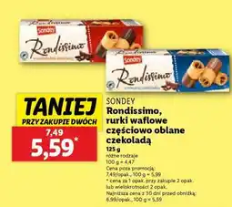 Lidl SONDEY Rondissimo, rurki waflowe częściowo oblane czekoladą oferta