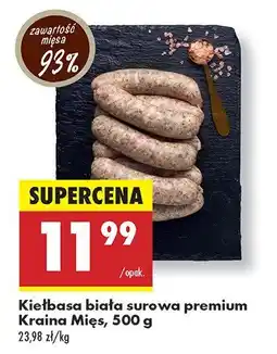 Biedronka Kiełbasa biała surowa premium Kraina Mięs oferta