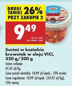 Biedronka Surimi w kształcie krewetek w oleju VICI oferta