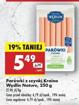 Biedronka Parówki z szynki Kraina Wędlin Nature oferta