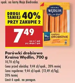 Biedronka Parówki drobiowe Kraina Wędlin oferta