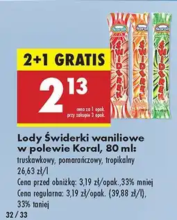 Biedronka Lody świderki waniliowe w polewie Koral oferta