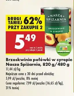 Biedronka Brzoskwinia połówki w syropie Nasza Spiżarnia oferta