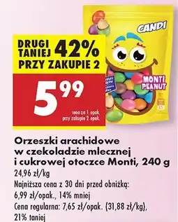 Biedronka Orzeszki arachidowe w czekoladzie mlecznej i cukrowej otoczce Monti oferta