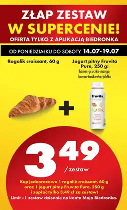 Biedronka Rogalik croissant + jogurt pitny Fruvita Pure oferta