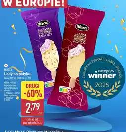 ALDI Lody Mucci na patyku czarna porzeczka-kokos 120ml oferta