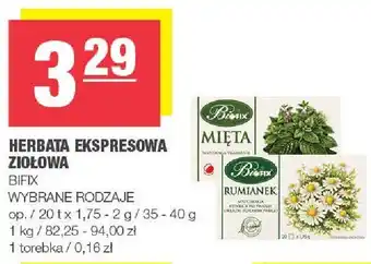 Spar Herbata ekspresowa ziołowa Bifix oferta