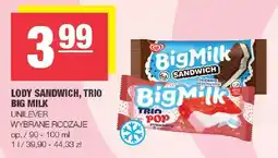 Spar Lody sandwich, trio Big Milk Unilever oferta