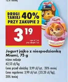 Biedronka Jogurt waniliowy jajko z niespodzianką psi patrol Miami oferta