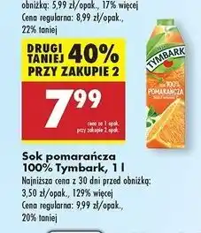 Biedronka Sok pomarańczowy Tymbark oferta