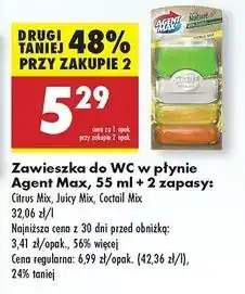 Biedronka Zawieszka do wc coctail mix + 2 x zapas Agent Max Active & Clean oferta