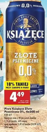 Biedronka Piwo Książęce Złote Pszeniczne 0.0% oferta