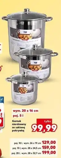 Kaufland Garnek nierdzewny ze szklaną pokrywą 20 l Elo oferta