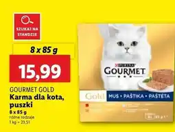 Lidl Karma dla kota tuńczyk + wątróbka indyk wołowina Purina Gourmet Gold oferta