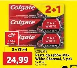 Lidl Pasta do zębów charcoal Colgate Max White oferta