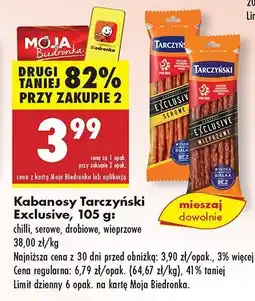 Biedronka Kabanosy Tarczyński chilli, serowe, drobiowe, wieprzowe oferta
