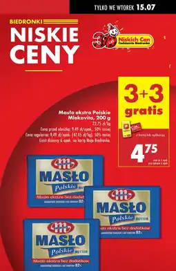 Biedronka Masło ekstra polskie Mlekovita 3+3 GRATIS oferta