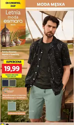Lidl Szorty dresowe męskie z bawełną m-xl Esmara oferta